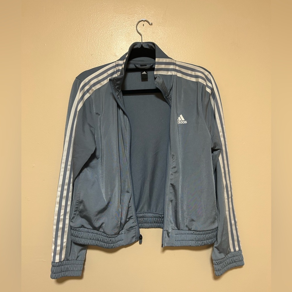 Adidas light blue track jacket size small